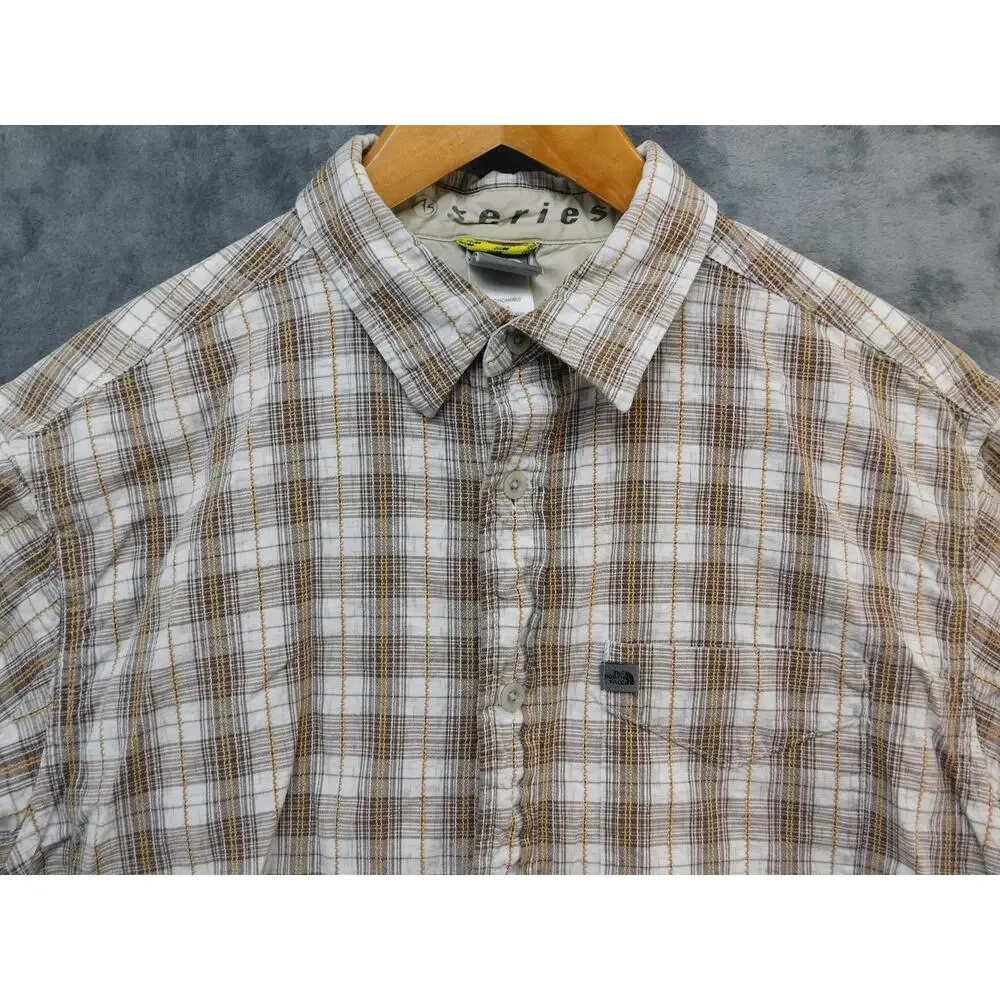 The North Face A5 Series Shirt Men Medium Brown Plaid Short Sleeve Button Hiking